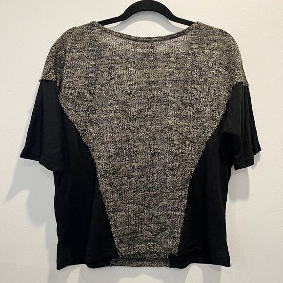 Vintage Mark Gold Black Rib Knit Dolman Sleeve Sparkly Jersey Knit Crew Neck Top - Picture 6 of 6